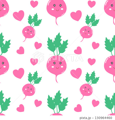 cute beetroot and pink heart seamless pattern cute beetroot and pink heart seamless pattern 130964460