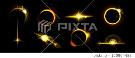 Sun light effect. Sunrise rays. Sunset eclipse magic flash. Beam flare. Starlight sparkle. Sunshine glint. Galaxy twinkle. Spring glare. Sunny energy sky. Vibrant starlight. Vector heaven sunbeams set Sun light effect. Sunrise rays. Sunset eclipse magic flash. Beam flare. Starlight sparkle. Sunshine glint. Galaxy twinkle. Spring glare. Sunny energy sky. Vibrant starlight. Vector heaven sunbeams set 130964488