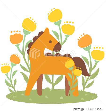 馬　(オレンジ・茶色) 130964540