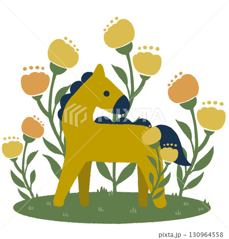 馬 (黄色・青) 馬 (黄色・青) 130964558