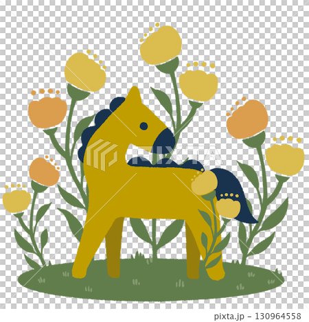 馬 (黄色・青) 馬 (黄色・青) 130964558