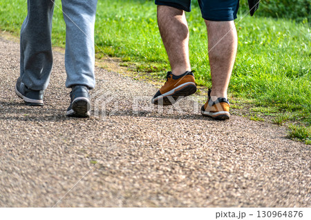 Man walking on a path, helathy activity to make exercice 130964876