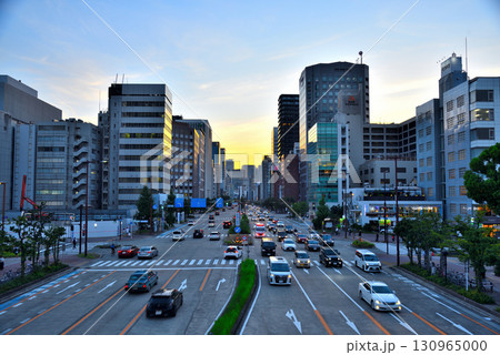 《愛知県》名古屋都市風景　桜通の夕景 130965000