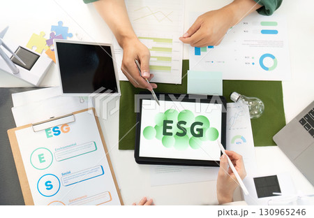 ESG Focused Meeting with Data Analysis and Digital Tools 130965246