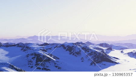 A breathtaking view of a snow covered mountain range showcases peaks under a pink and purple sky at sunset. The tranquil atmosphere highlights the beauty of winter wilderness. A breathtaking view of a snow covered mountain range showcases peaks under a pink and purple sky at sunset. The tranquil atmosphere highlights the beauty of winter wilderness. 130965357