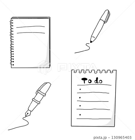 ノートとToDoリスト、ペンのイラスト 130965403