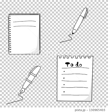 ノートとToDoリスト、ペンのイラスト 130965403