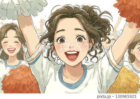 美優シリーズ：高校生チアリーダーが元気にジャンプ 130965925