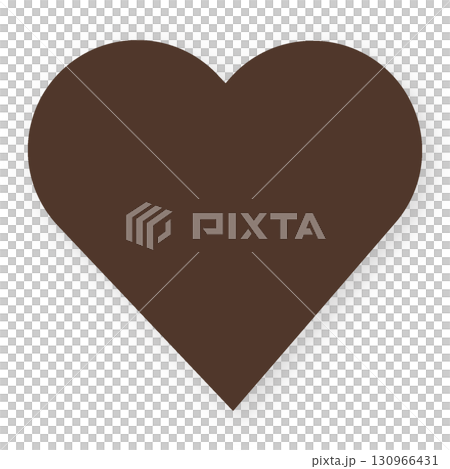 巧克力深棕色心形標記紙狀陰影插圖素材，簡單，白色背景，png透明 130966431