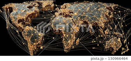 Digital world map with global network connections 130966464