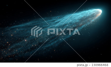 Glowing Comet Trail with Sparkling Particles 130966468