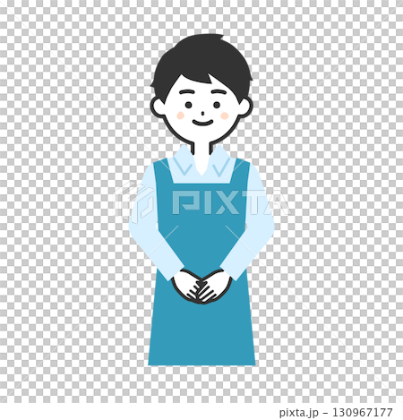 手を前で組むエプロン姿の男性イラスト 手を前で組むエプロン姿の男性イラスト 130967177