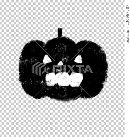 Cute hand-drawn pumpkin, Halloween, crayon-style, black and white 130967387