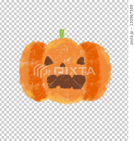 Cute hand-drawn pumpkin, Halloween, crayon-style, orange 130967389