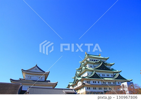 愛知県名古屋市、秋の名古屋城の風景 130967806