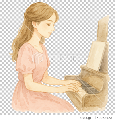 Woman playing the piano (watercolor illustration) Woman playing the piano (watercolor illustration) 130968528