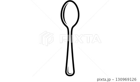 Simple Line Art Drawing of a Spoon 130969126