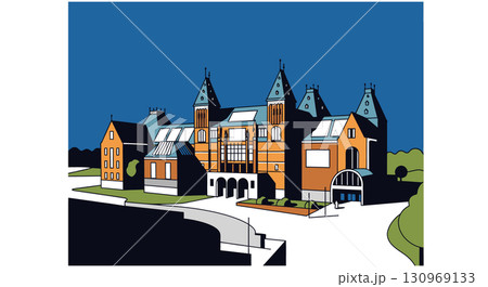Rijksmuseum Amsterdam, Iconic Dutch Museum Illustration 130969133