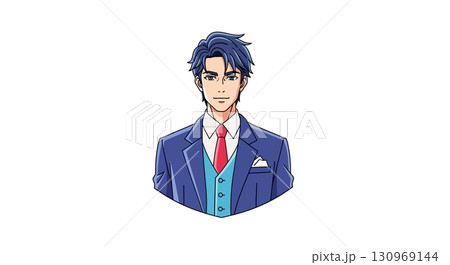 Handsome Anime Man in Stylish Business Suit Handsome Anime Man in Stylish Business Suit 130969144