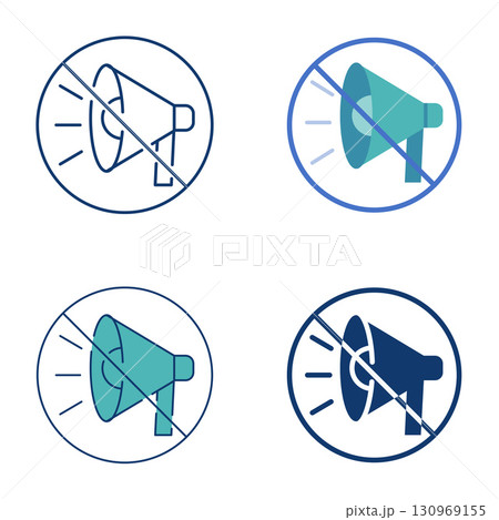Mute sound flat and line icon set 130969155
