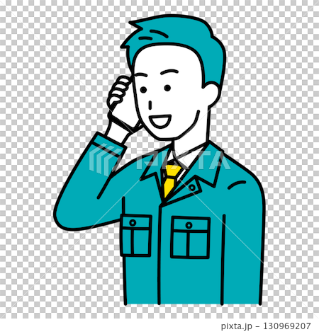Male worker talking on smartphone 130969207