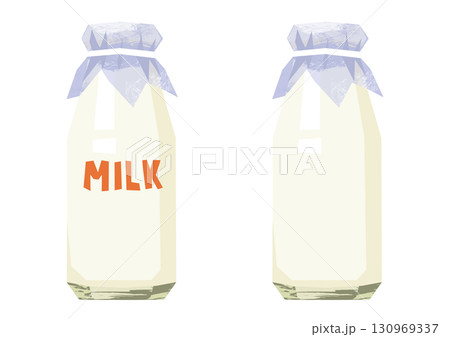 切り絵風の牛乳瓶 切り絵風の牛乳瓶 130969337