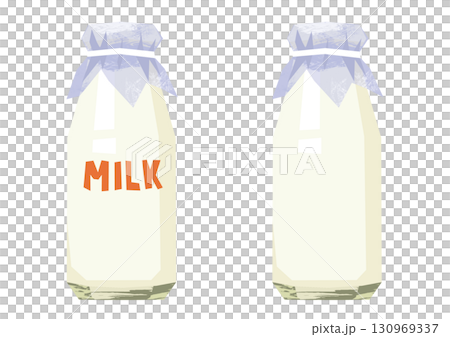 切り絵風の牛乳瓶 切り絵風の牛乳瓶 130969337