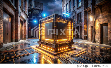 Futuristic AI Chip on Reflective Surface with Copy Space. AI themed Background. Generated Image 130969490