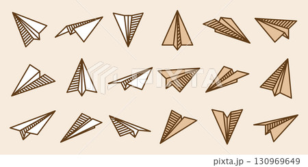 Realistic handmade paper planes collection on transparent background. Origami aircraft in flat style. Vector illustration. Realistic handmade paper planes collection on transparent background. Origami aircraft in flat style. Vector illustration. 130969649
