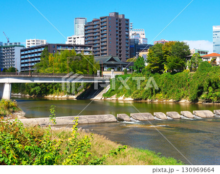 広瀬川（愛宕堰）と愛宕橋【宮城県仙台市】 130969664