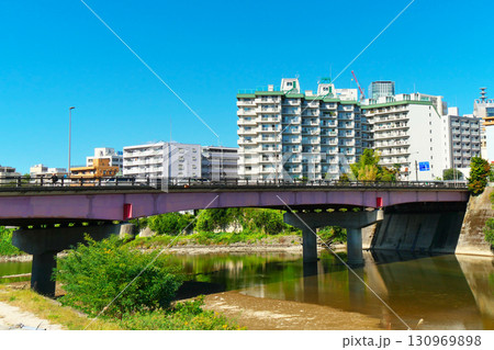 広瀬川と愛宕大橋（宮城県仙台市） 130969898
