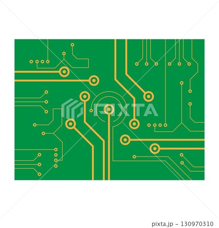 Modern microchip and circuit icon 130970310
