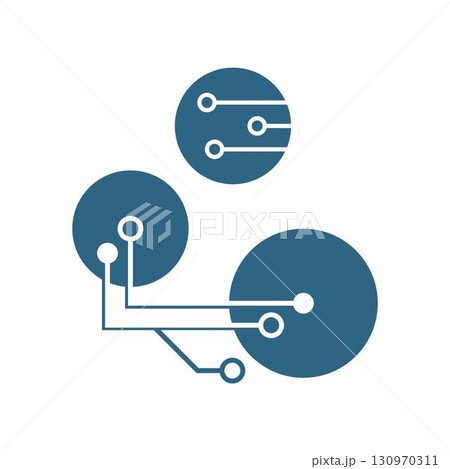 Modern microchip and circuit icon 130970311