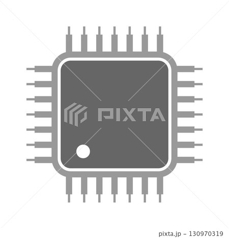 Modern microchip and circuit icon 130970319