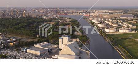 Drone view showcasing its chemical petrochemical and port industries 130970510