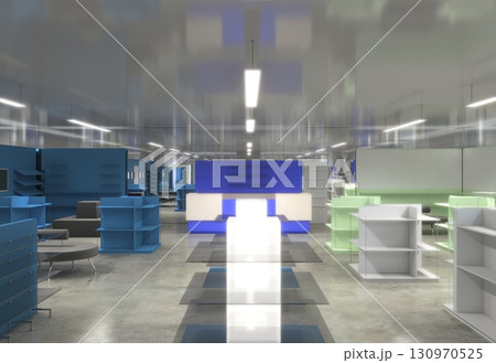 commercial premises, shop, interior visualization, 3D illustration 130970525