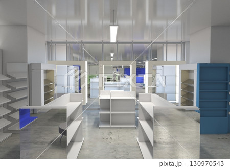 commercial premises, shop, interior visualization, 3D illustration 130970543