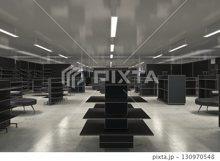 commercial premises, shop, interior visualization, 3D illustration 130970548