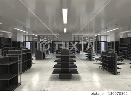 commercial premises, shop, interior visualization, 3D illustration 130970562
