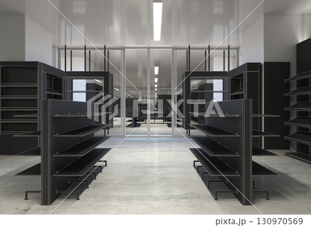 commercial premises, shop, interior visualization, 3D illustration 130970569