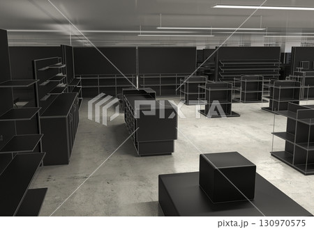 commercial premises, shop, interior visualization, 3D illustration 130970575