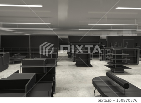 commercial premises, shop, interior visualization, 3D illustration 130970576