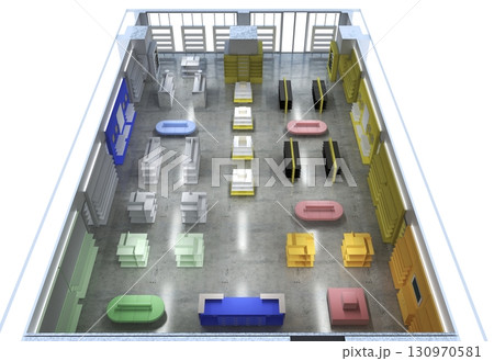 commercial premises, shop, interior visualization, 3D illustration 130970581