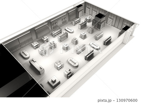 commercial premises, shop, interior visualization, 3D illustration commercial premises, shop, interior visualization, 3D illustration 130970600