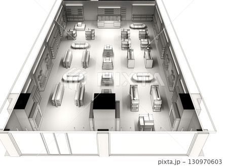 commercial premises, shop, interior visualization, 3D illustration commercial premises, shop, interior visualization, 3D illustration 130970603