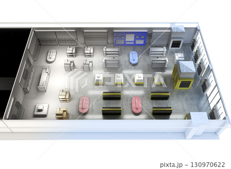 shopping mall, interior visualization, 3D illustration 130970622