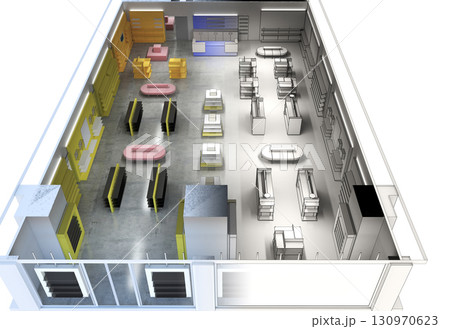 shopping mall, interior visualization, 3D illustration 130970623