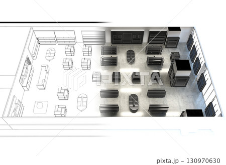 shopping mall, interior visualization, 3D illustration shopping mall, interior visualization, 3D illustration 130970630