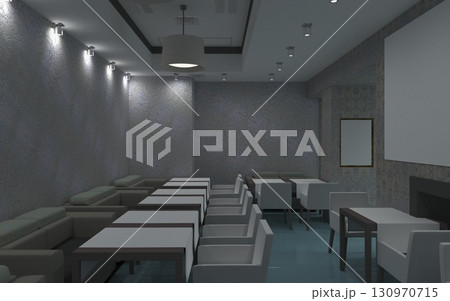 restaurant, interior visualization, 3D illustration restaurant, interior visualization, 3D illustration 130970715