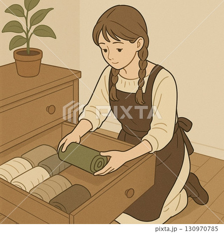整理整頓 丁寧な暮らし 若い女性 Generative AI 整理整頓 丁寧な暮らし 若い女性 Generative AI 130970785